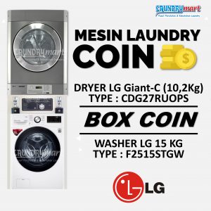 Mesin Laundry Stack Koin Washer LG 15 Kg – Dryer LG Giant Max 13 Kg, mesin laundry koin surabaya, mesin laundry koin medan