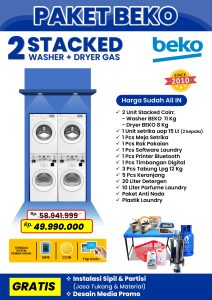 paket laundry 2 stack beko - dryer konversi beko