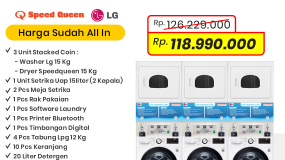 Paket bisnis laundry - paket LG 15 3 Stacked 1