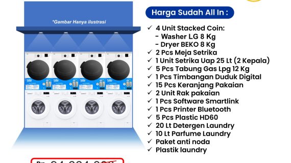 paket bisnis laundry beko lg 4 stack