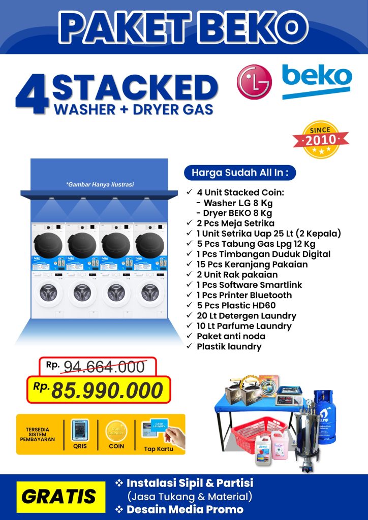 paket bisnis laundry beko lg 4 stack
