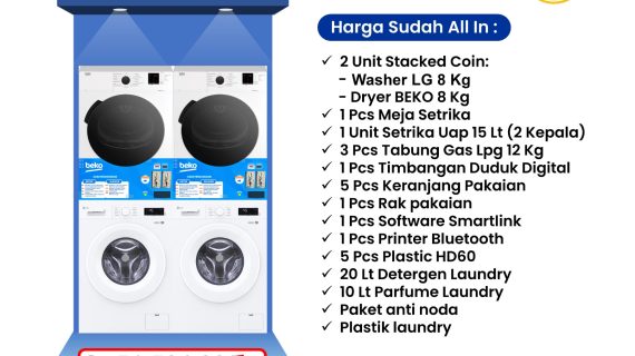 paket laundry beko - lg 2 stack