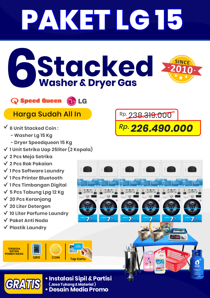 paket laundry digital - laundry koin - 6 stacked