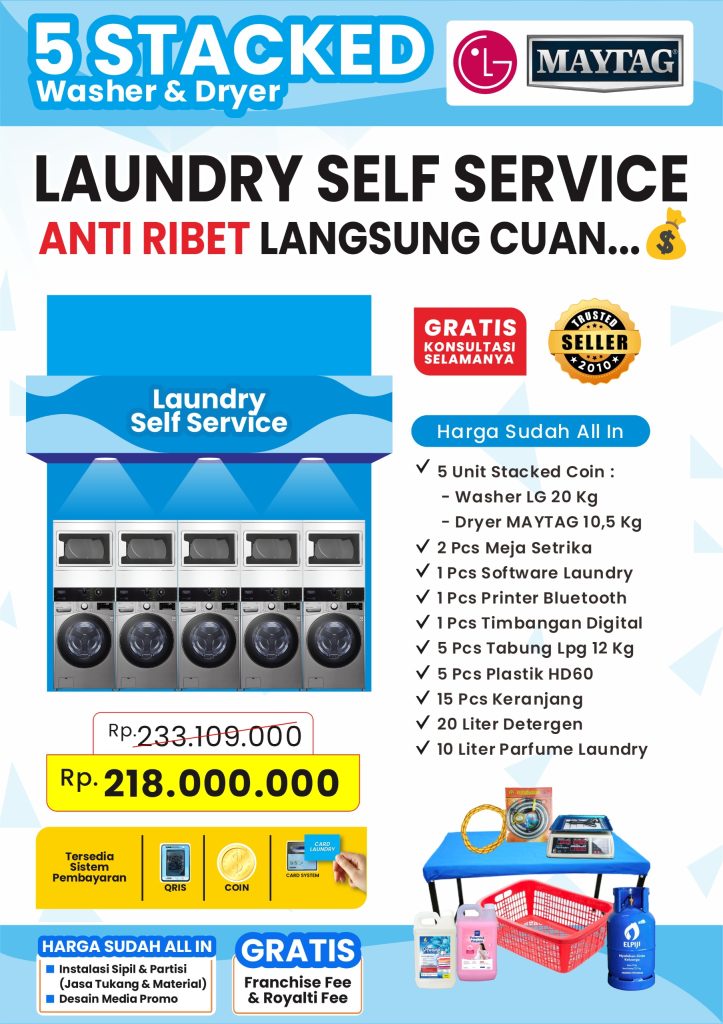 Paket laundry self service 5 stack - paket maytag - dryer maytag mdg 20